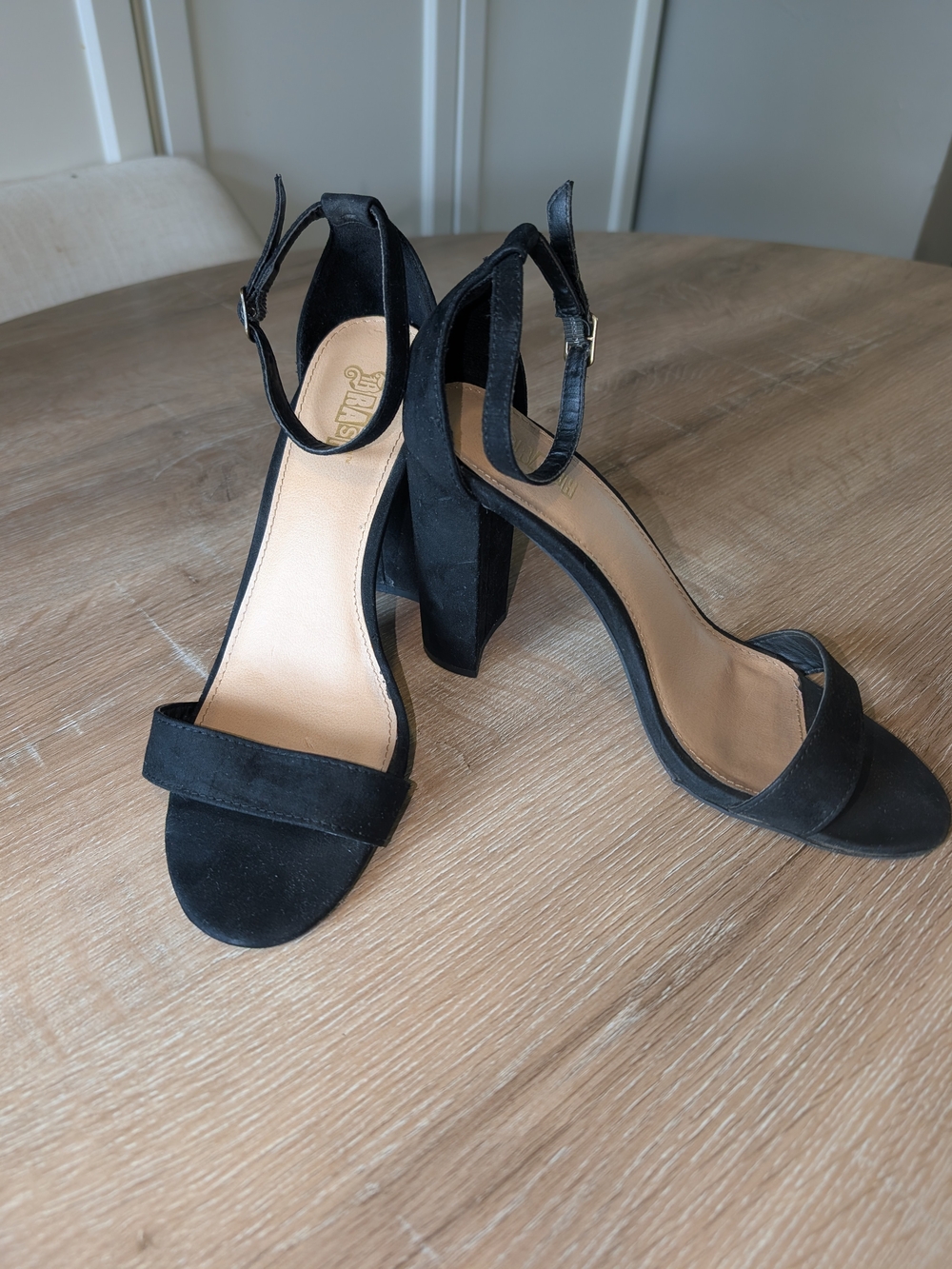 Women's Black Ankle-Strap Block Heel Sandals